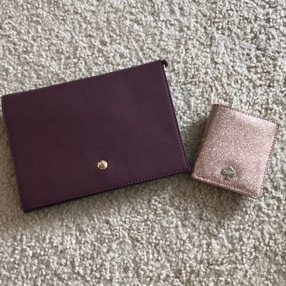 maroon leather purse & kate spade sparkle wallet